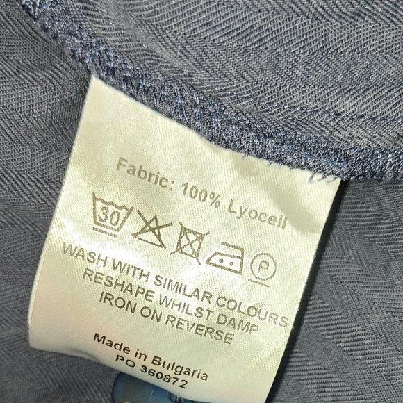 Seen Worn Kept Blue Skirt Size UK 10 Midi Paper Bag Waist Button up Pleated - Picture 8 of 8